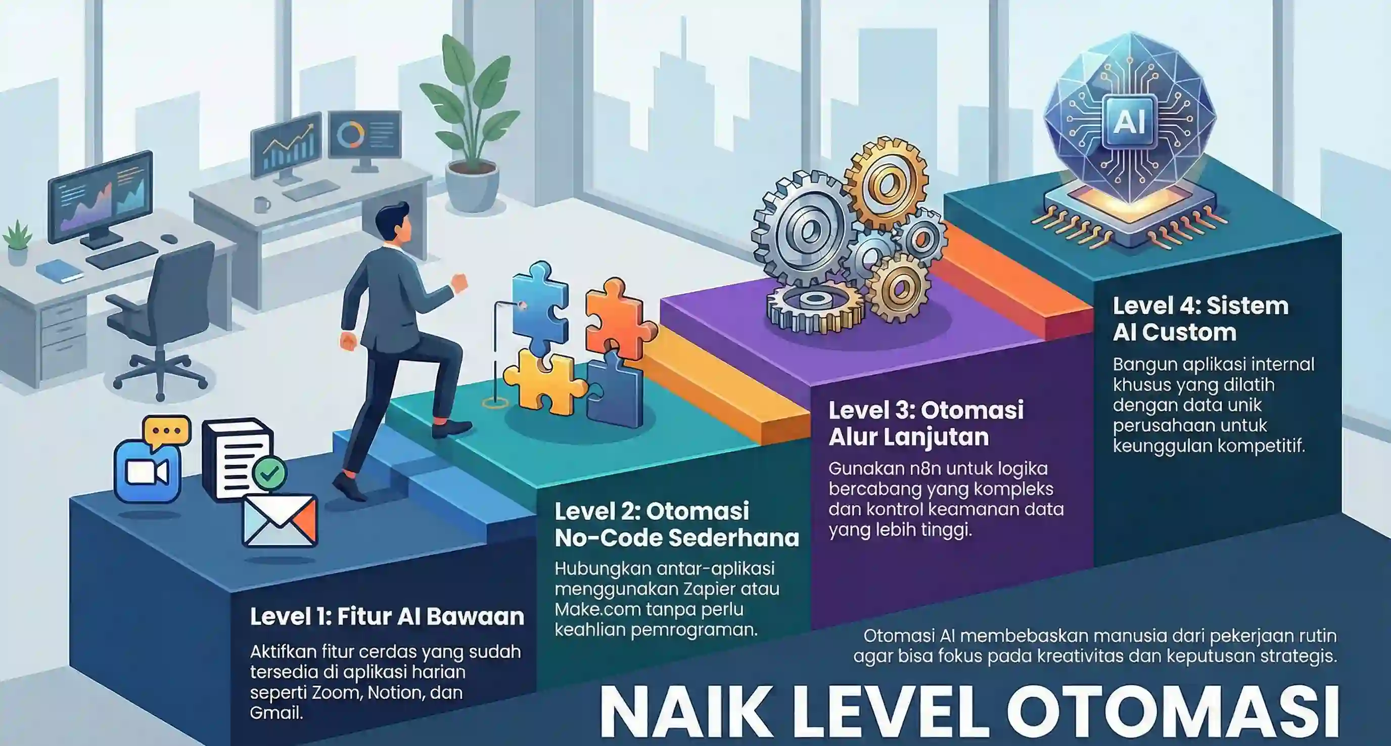 Otomasi AI untuk Bisnis: 4 Level dari Pemula hingga Advanced